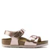 Birkenstock Girls Birko-flor Rio Metallic Sandals In Pink