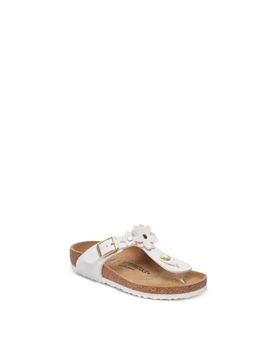Birkenstock Girls' Gizeh Kid Flowers Sandals - Little Kid In White