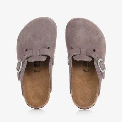 Birkenstock Kids' Girls Purple Suede Leather Clog Sandals