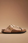 Birkenstock Gizeh Big Buckle High Shine Sandals In Shine New Beige