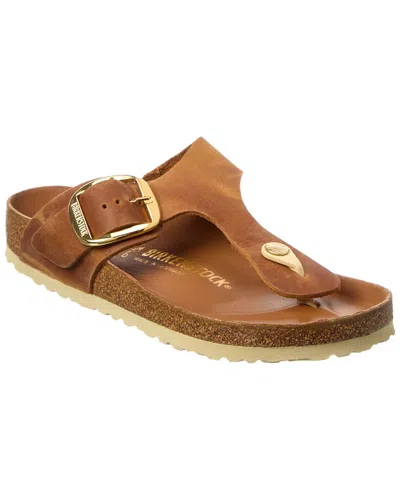 Birkenstock Gizeh Big Buckle Oiled Leather Sandals In Brown