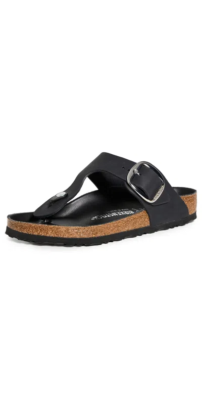 Birkenstock Gizeh Big Buckle Oiled Leather Sandal In Black