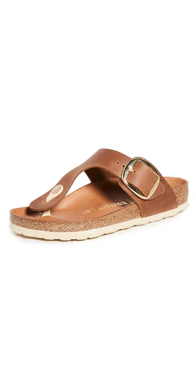 BIRKENSTOCK GIZEH BIG BUCKLE SANDALS COGNAC,BIRKE30293