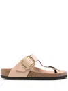 BIRKENSTOCK BIRKENSTOCK GIZEH BIG BUCKLE SHINE NEW BEIGE, NATURAL LEATHER SHOES