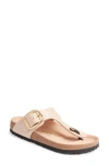 Birkenstock Gizeh Big Buckle Slide Sandal In High Shine New Beige
