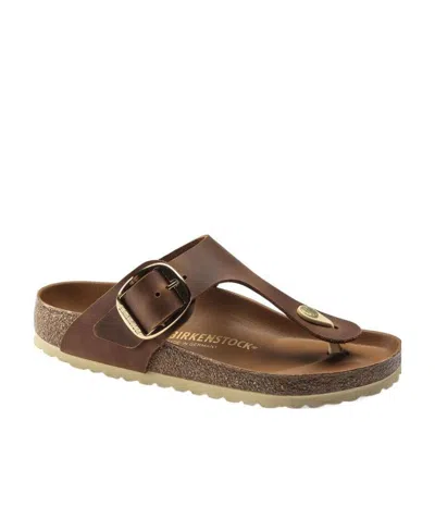 Birkenstock Gizeh Big Buckle Oiled Leather Sandals In Brown