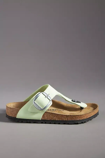 Birkenstock Gizeh Big Buckle Smooth Leather Sandals In Green