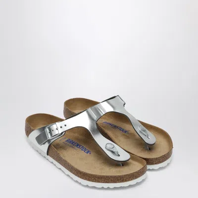 Birkenstock Gizeh Birko Flor Flip Flops Silver In Sle