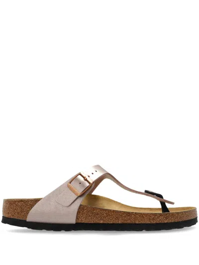 Birkenstock Gizeh Narrow Fit Graceful Taupe Birko-flor Sandals In Pink