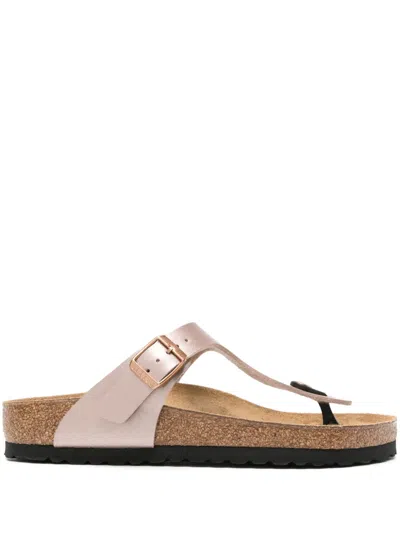 Birkenstock Gizeh Narrow Fit Graceful Taupe Birko-flor Sandals In Pink