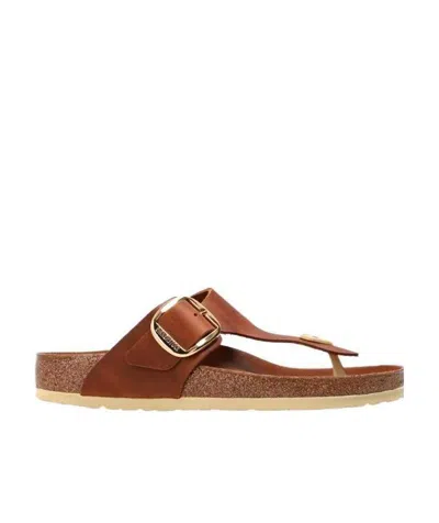 Birkenstock Gizeh Big Buckle Oiled Leather Sandals In Brown