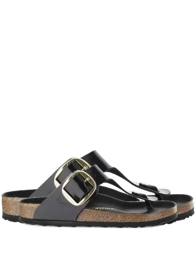 Birkenstock Unisex Gizeh Big Buckle Sandal In High Shine Black In Animal Print