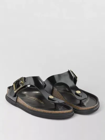 Birkenstock Gizeh Droplet Buckle Flat Cork Sandals In Black