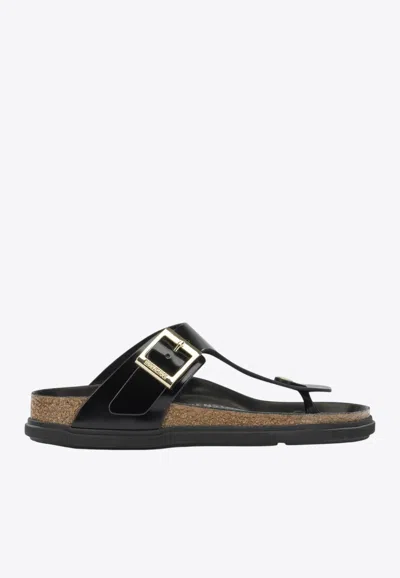 Birkenstock Gizeh Droplet Leather Sandals In Black