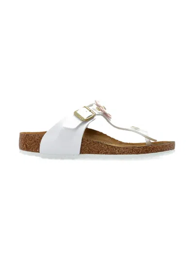Birkenstock Kids' Gizeh Flower Buckle Sandals In White