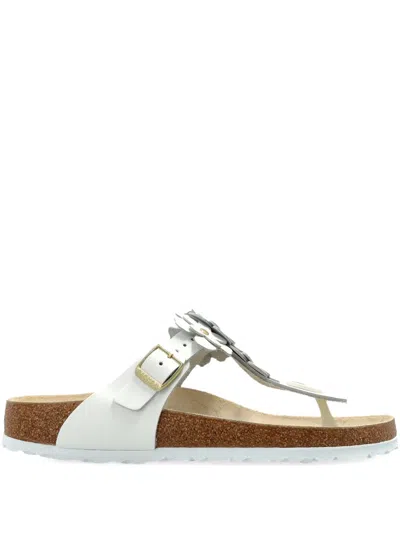 Birkenstock Gizeh Thong Sandals With Floral Buckle Fastening In Black