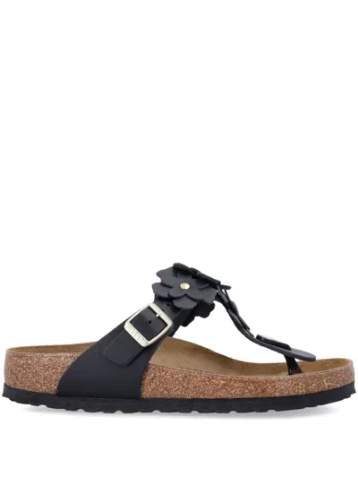 Birkenstock Gizeh Flower 1026693 Sandals Women Black Leather Thong Gal1567