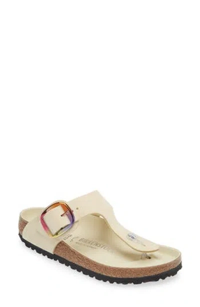 Birkenstock Gizeh Iridescent Buckle Flip Flop In Beige