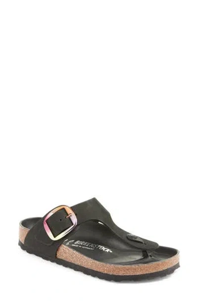 Birkenstock Gizeh Iridescent Buckle Flip Flop In Black