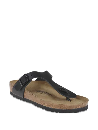 Birkenstock Gizeh Leather Buckle Sandals In Black