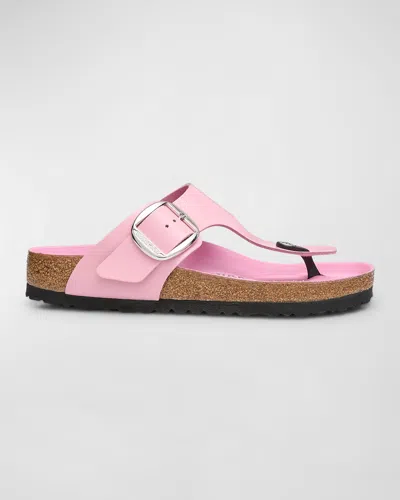 Birkenstock Gizeh Leather Buckle Thong Sandals In Fondant Pink