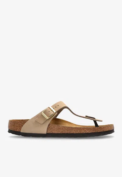 Birkenstock Gizeh Leather Thong Sandals In Brown