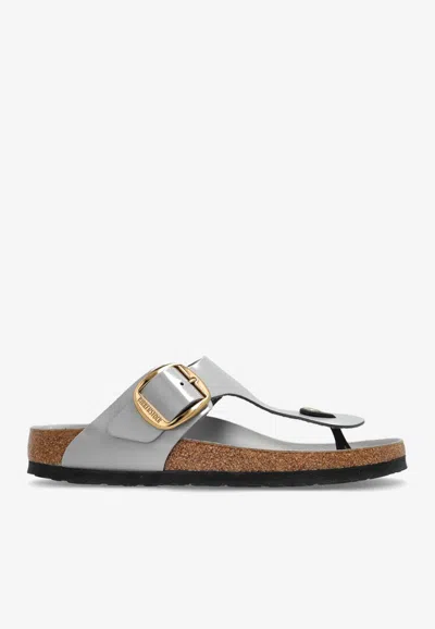 Birkenstock Gizeh Leather Thong Sandals In Gray