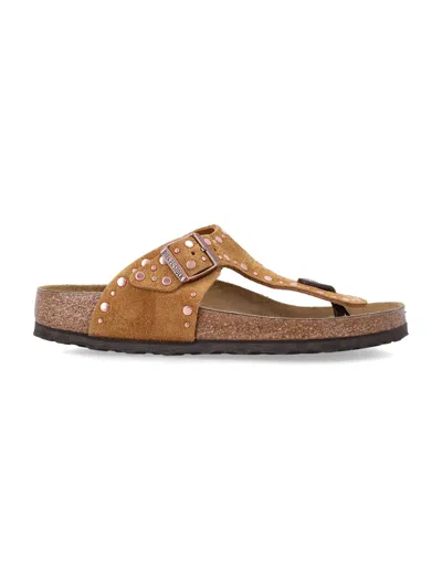 Birkenstock Gizeh Rivet Mink Suede Sandal In Brown