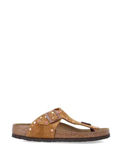 Birkenstock Gizeh Rivet Thong Flat Sandals In Brown