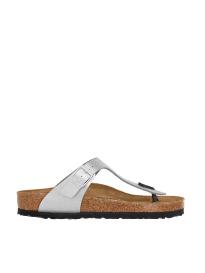 Birkenstock Gizeh Silver Sandal In White