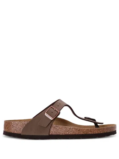 Birkenstock Gizeh Slip-on Leather Sandals In Brown Fabric