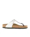 Birkenstock Gizeh Leather Slippers In White