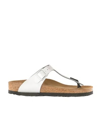 Birkenstock Gizeh Leather Slippers In White