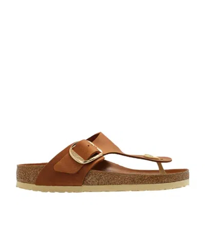 Birkenstock Gizeh Big Buckle Oiled Leather Sandals In Brown