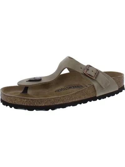 Birkenstock Gizeh Womens Leather Buckle Thong Sandals In Grey
