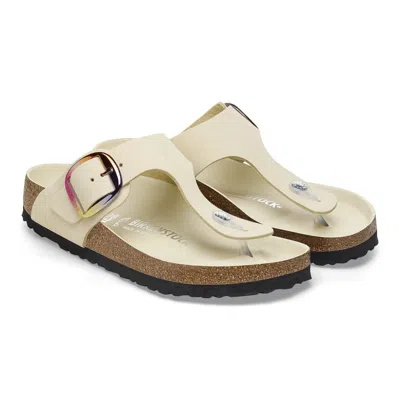 Birkenstock Gizeh27356 Thong Women's Ecru Leather Big Buckle Sandals Zogg1494 In Nude