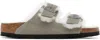 Birkenstock Arizona Soft Footbed Suede Leather Shearling Stone Coin Grey Narrow Fitting Sandals