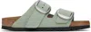 Birkenstock Arizona Bs Womens Buckle Leather Slide Sandals In Pure Sage