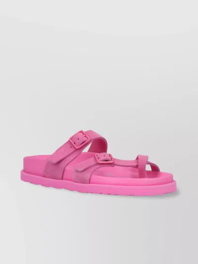 Birkenstock Heel Buckle Flat Sole Open Toe In Pink