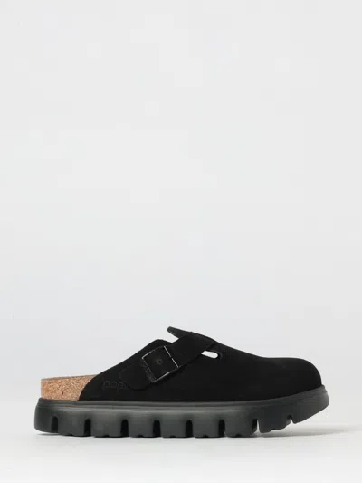 Birkenstock Boston Chunky Suede Leather Sandal In Black In Nero