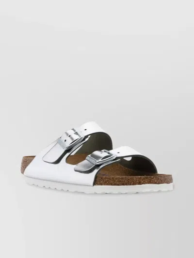 Birkenstock Heeled Sandals With Flat Sole And Open Toe In Silver