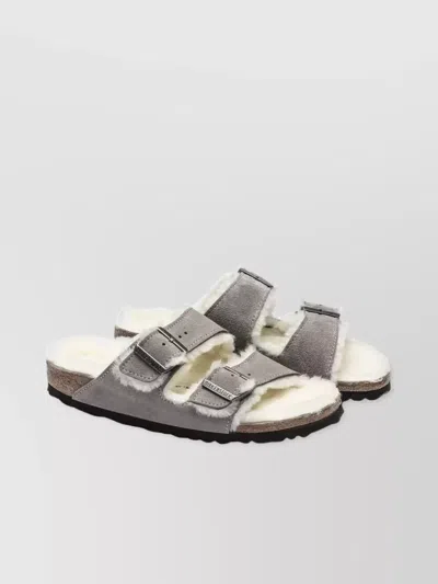 Birkenstock High Quality Suede Sandals With Sheepskin Lining In Brown