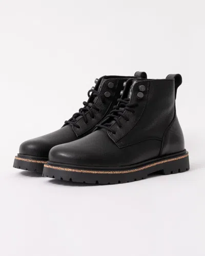 Birkenstock Highwood Lace Mid Natural Leather Womens Boots In Black