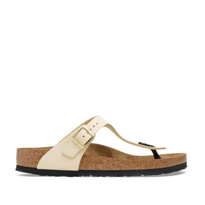 Birkenstock Infradito Gizeh In Nabuk Ecru In White