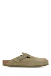 Birkenstock Khaki Suede Boston Slippers In Green