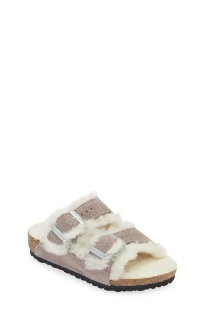 Birkenstock Kids' Arizona Genuine Shearling Lined Slide Sandal In Purple