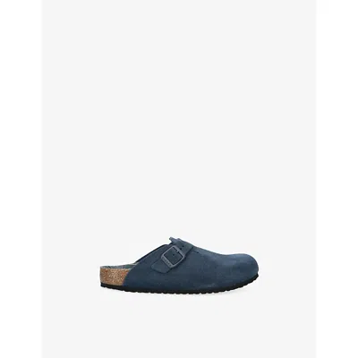 Birkenstock Navy Kids' Boston Suede Clogs Eur 32 / 13 Uk In Blue