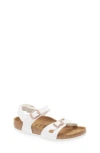Birkenstock Rio White Flat Sandals With Double Strap In Faux Leather Girl In White