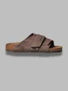 Birkenstock Uji Double-strap Mixed Leather Slides In Brown