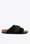 Birkenstock Kyoto Suede And Nubuck Leather Slides In Black